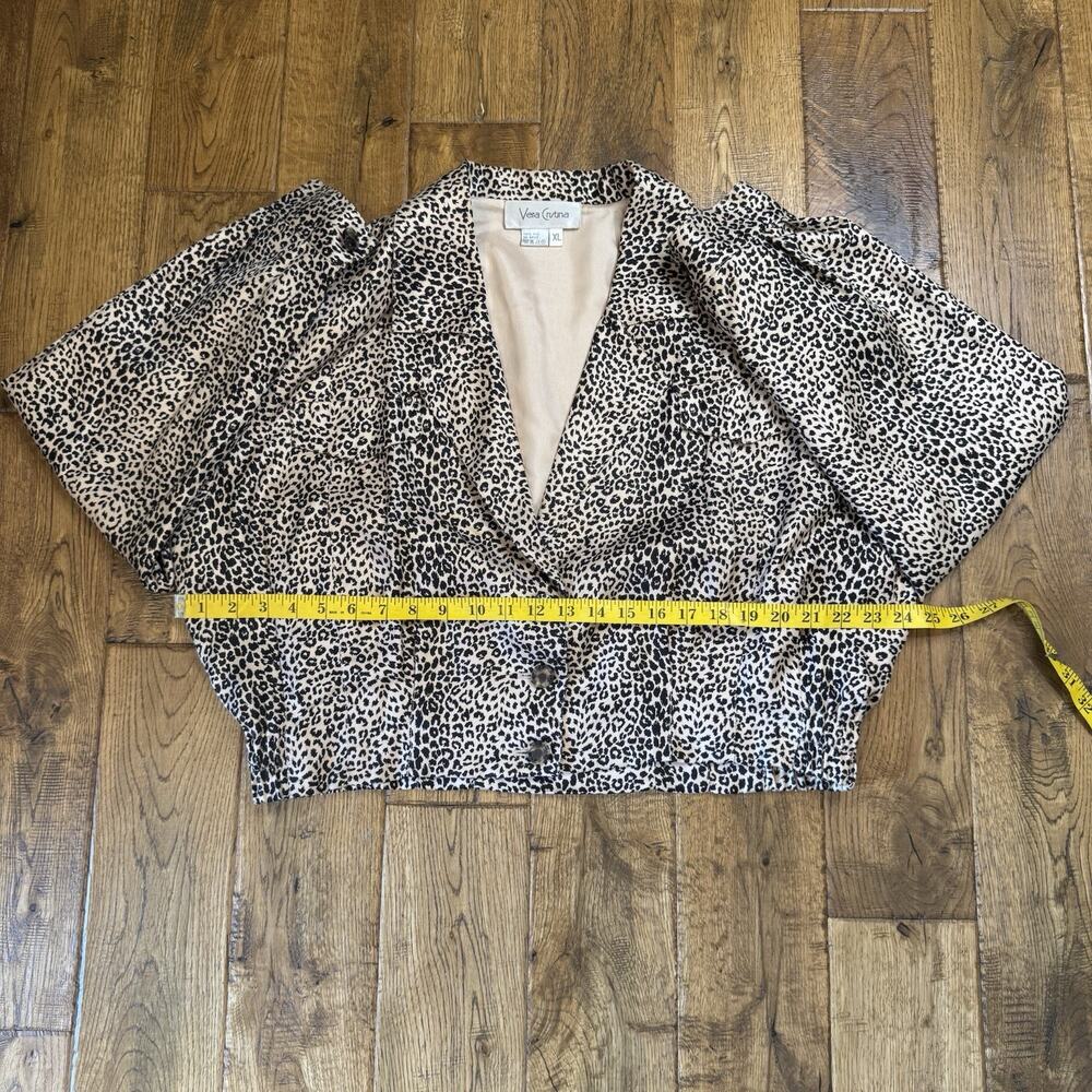 VTG Vera Cristina Suit Skirt Womens Sz 16 100% Silk Cheetah Print Skirt Blazer - Picture 7 of 7